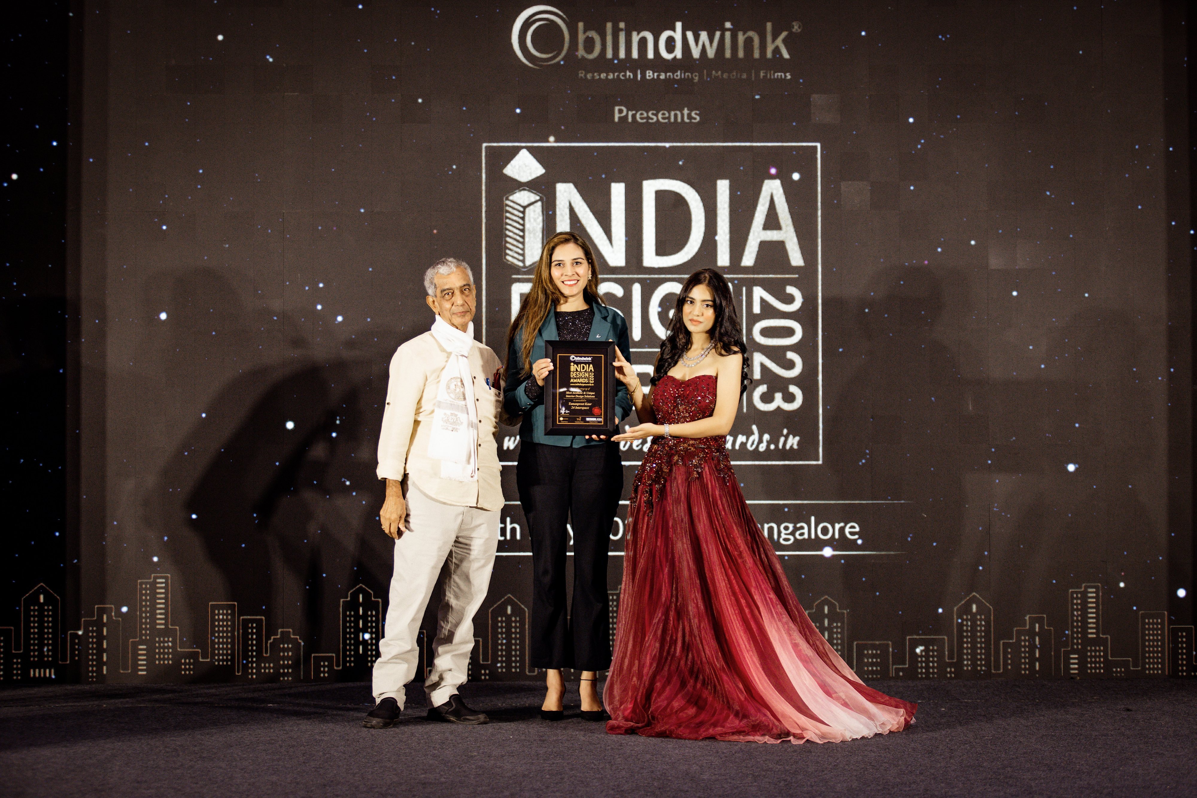 24 Inter Space receiving India Design Award on stage